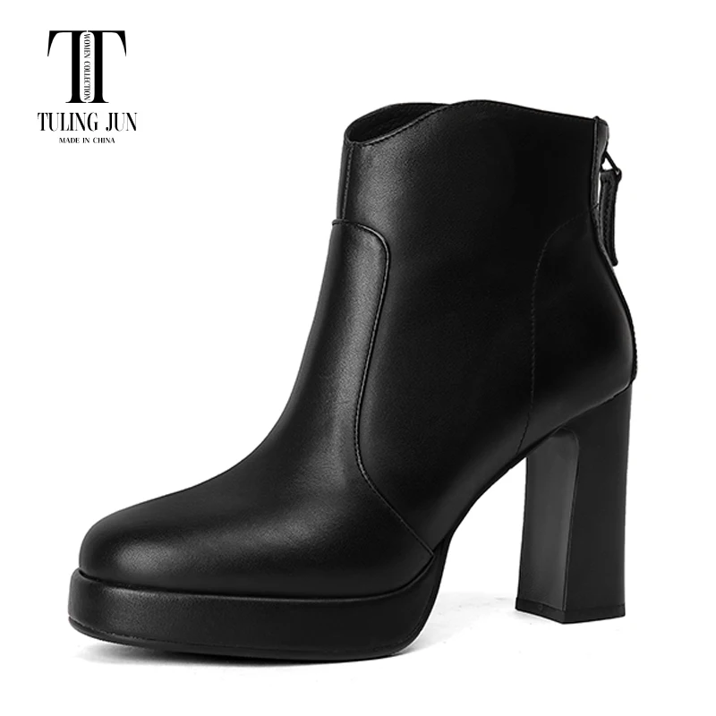 

TULING JUN 2023 New Autumn And Winter Women's Boot Rounded Toe High Heels Fashion Elegant Temperament Nobility Shoes For Women L