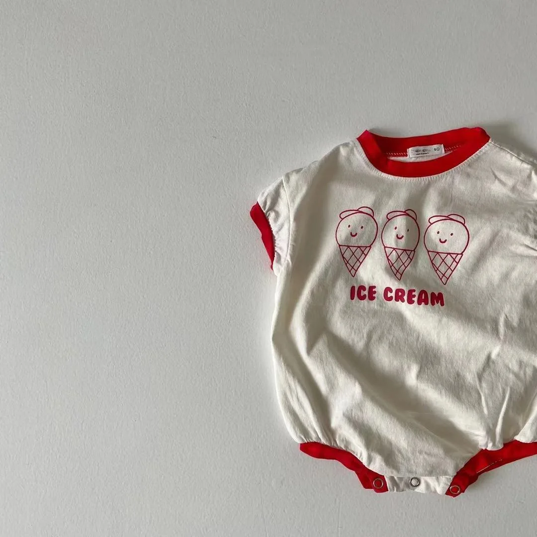 Baby Clothing Set 2528B Infant Clothes Brother Sister Clothes 2022 Summer Ice Cream Boy's Bodysuit Or Two Piece Clothes Color Matching Girl Suit baby clothing set long sleeve	