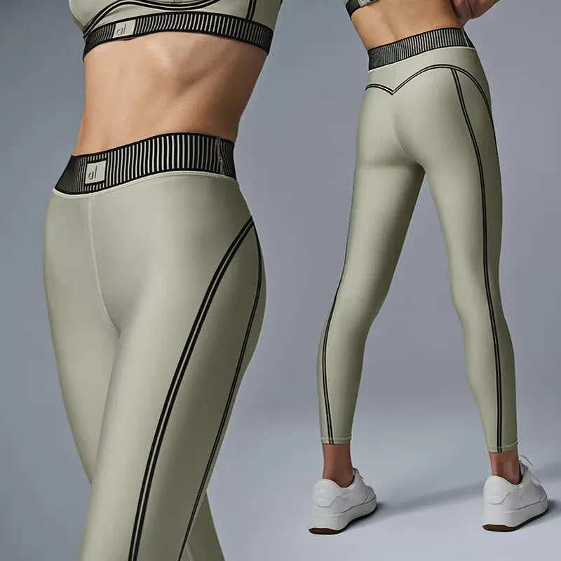 AL Yoga Airlift High-Waist 7/8 Line Up Legging Bra Women's Suit Slim Tight Pants Smooth Comfortable Gathering Top Sports Suit