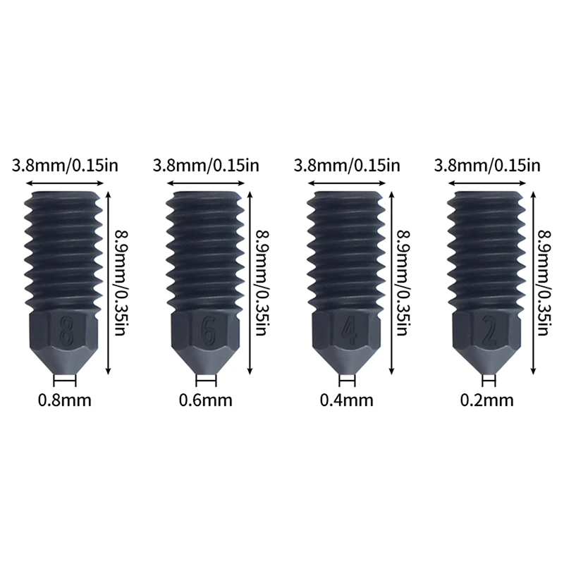 밤부랩 A1/A1 미니용 경화강 노즐 - 0.2/0.4/0.6/0.8mm 사이즈, 3D 프린터용 업그레이드 핫엔드 키트