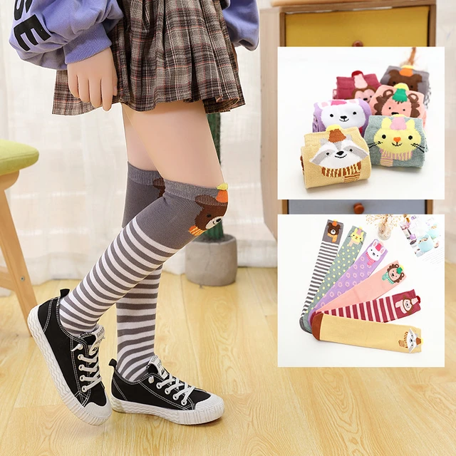 Calcetines Largos De Algodón Para Niña, Medias Hasta La Rodilla Con Dibujos  De Animales, Oso Bonito, Princesa, Envío Gratuito - Medias - AliExpress