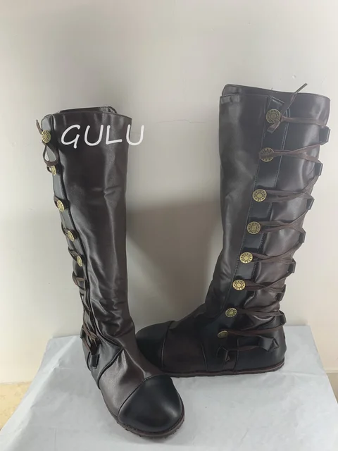 Boland Stivali Pirata Medievali - Gambo Lungo Con Lacci, Per Feste A Tema E Carnevale