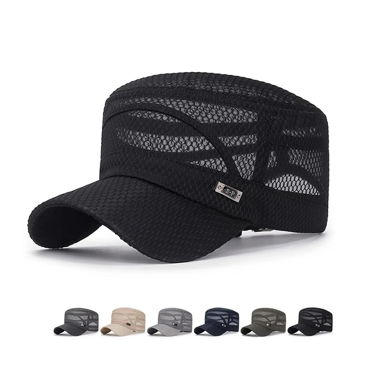 Summer New Hat Men's Flat Cap Casual Outdoor Sunshade Hat Mesh Breathable Fishing Hat Peaked Cap Hiking Mountaineering Picnic