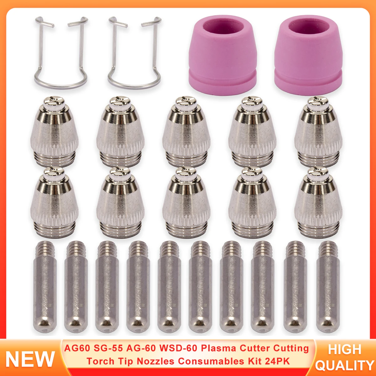 AG60 SG-55 AG-60 WSD-60 Plasma Cutter Cutting Torch Tip Nozzles Consumables Kit 24PK