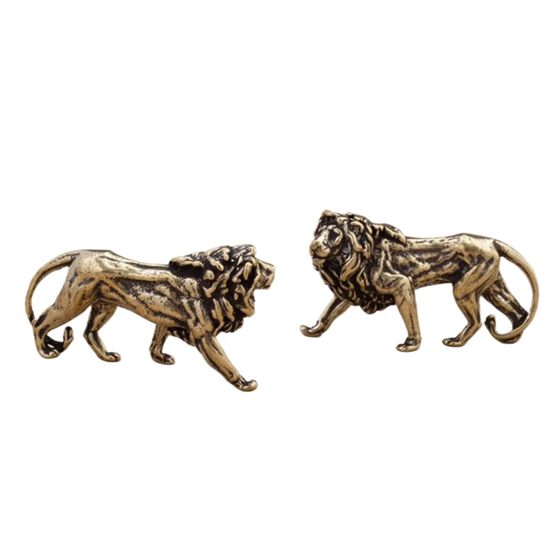 

Pure Copper Majestic Lion Miniatures Figurines Desk Decorations Vintage Brass Mini Animal Statue Home Decor Ornaments Craft