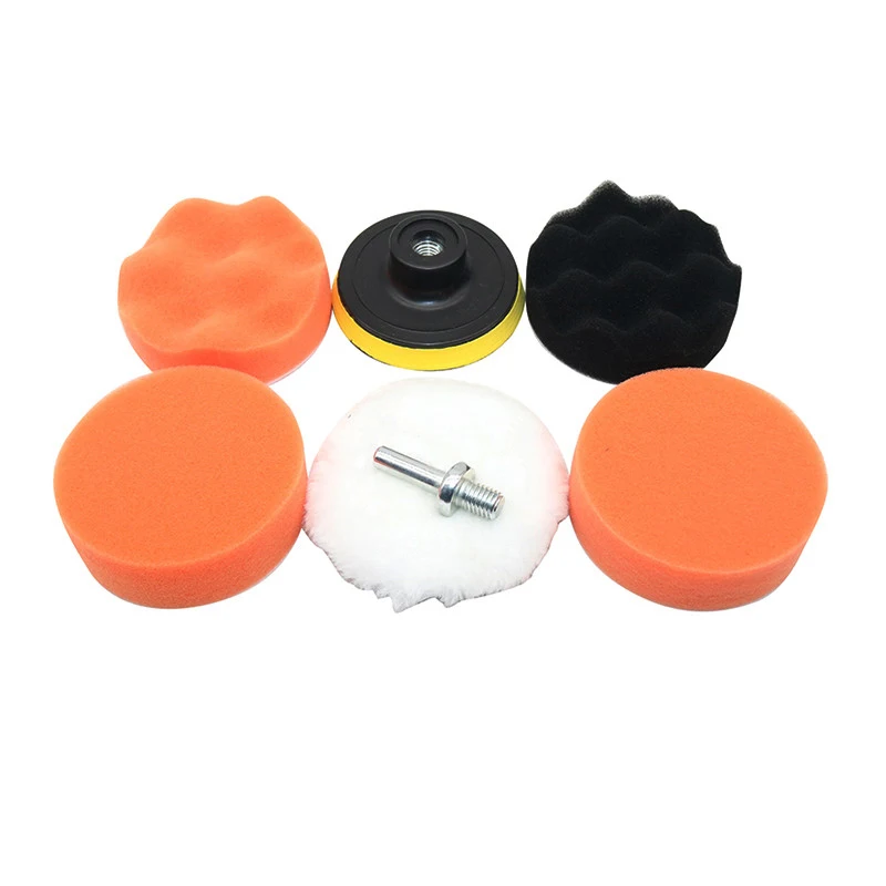 7 Pcs 3 inch Sponge Cleaning brush Buffing Pad Polishing Wheel Kit Buffer + M10 Drill Adapter Polisher