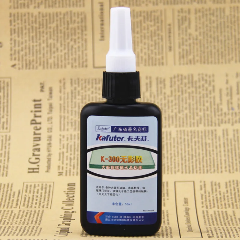 Super Glue Silicone Glue Sealant Glue Acrylate Glue Tempered Glass Glue Kafuter K300 50ML 250ML UV Shadowless Glue Clear Transparent Adhesive for Glass Crystal Acrylic Stickup Gluing