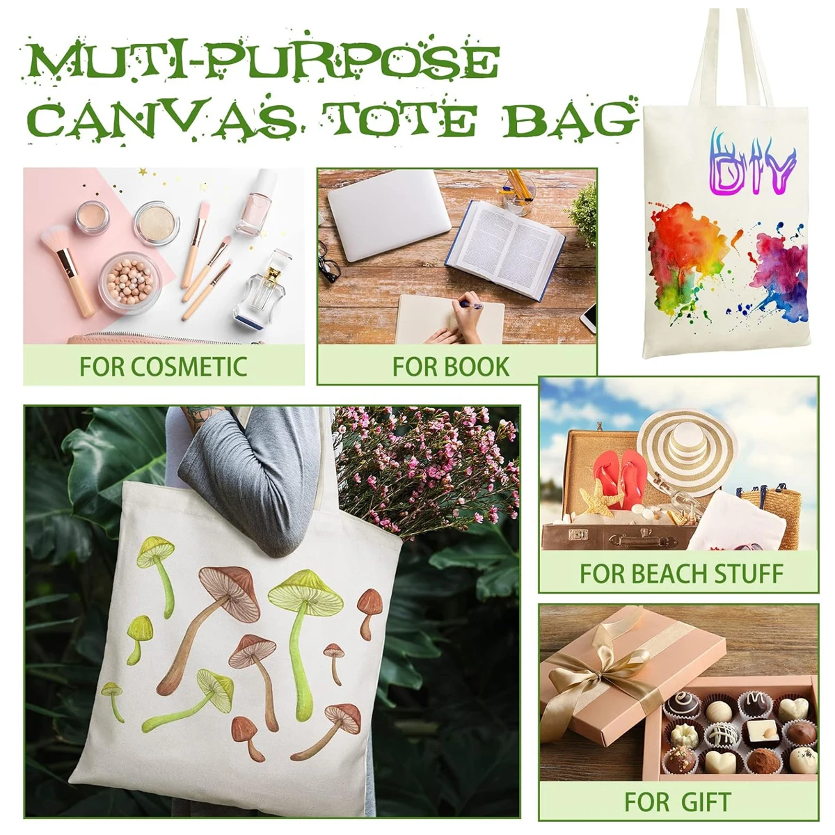 2/5/10pcs DIY Craft Sublimation Tote Bags Blank Canvas Travel Handbag Reusable Bag Shopping Shoulder Bags Washable Heat Transfer 2