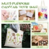 2/5/10pcs DIY Craft Sublimation Tote Bags Blank Canvas Travel Handbag Reusable Bag Shopping Shoulder Bags Washable Heat Transfer 2