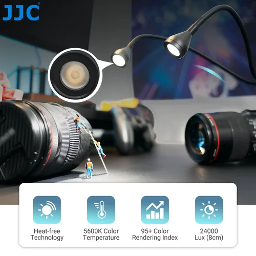 JJC 매크로 LED 암 라이트 10 단계 조정 가능 카메라 매크로 암 라이트 조명 램프, 600mAh 내장 배터리 사진 액세서리 2