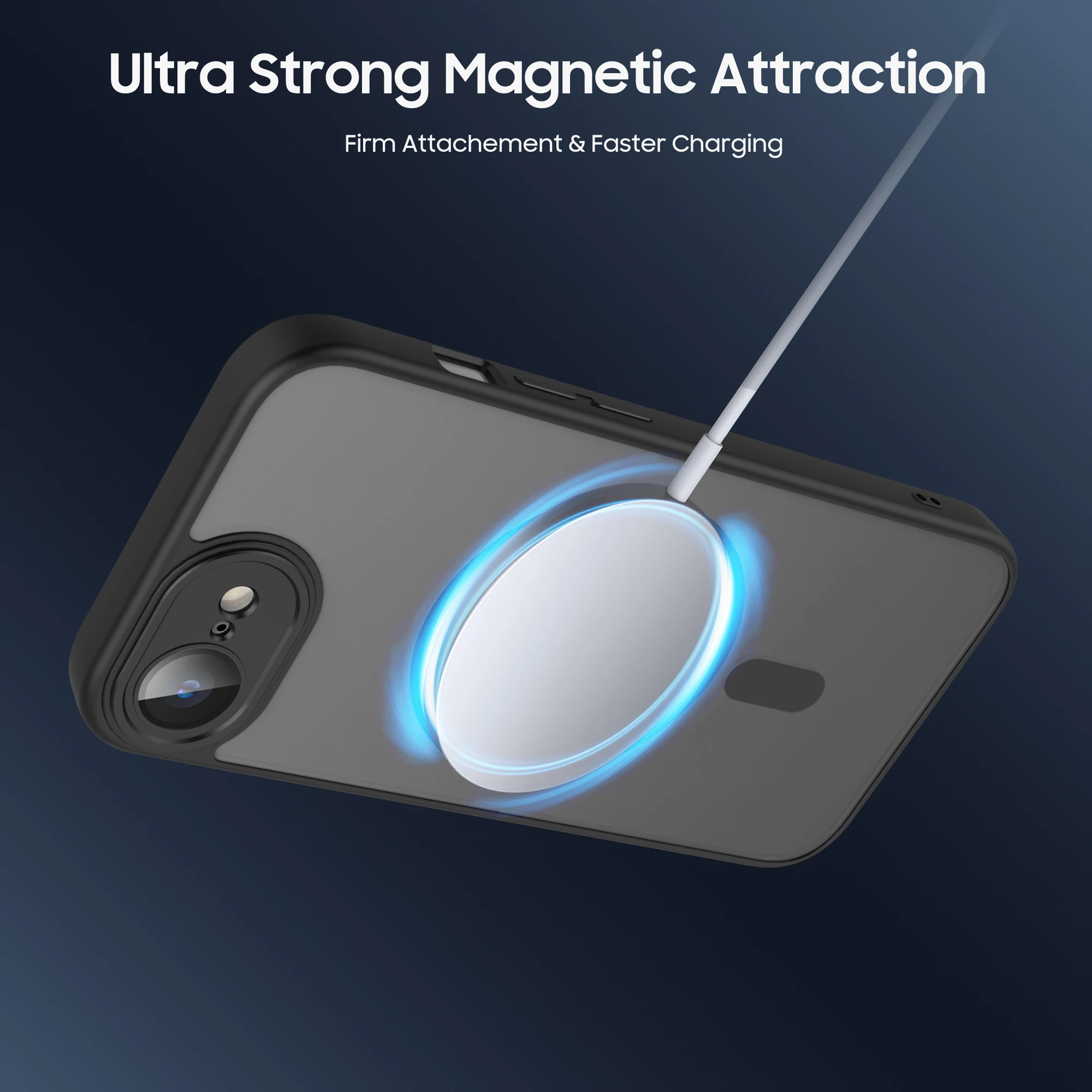 Magnetic Hybrid Shockproof Wireless Charging Case with Translucent Hard Back