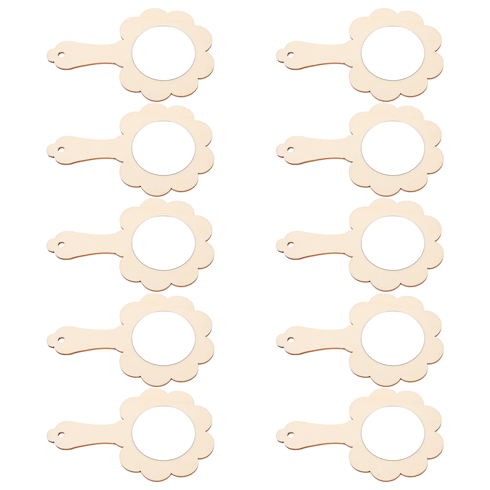 

10 Pcs Small Wooden Mirror Unfinished Toy Crafts for Kids Ages 4-8 Woody Mini Toys Bulk Handheld Makeup Household Vanity Child