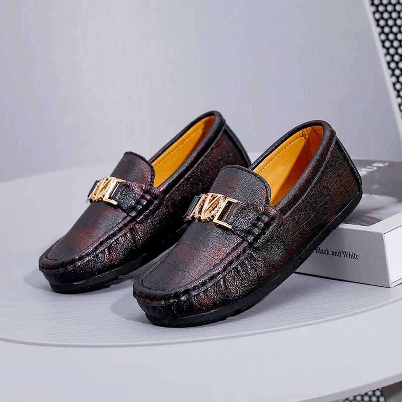Designer Luxury Genuine Leather Kids Loafers for Boys Girls Shoes Moccasins Baby Children Flats Casual Girl Boy Children's Shoes Leather Shoes Girls Flats