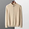 Autumn and Winter New 100% Pure Wool Men's Stand Collar Thickened Cardigan  Cashmere Sweater Casual Knitted Large Size Tops 3