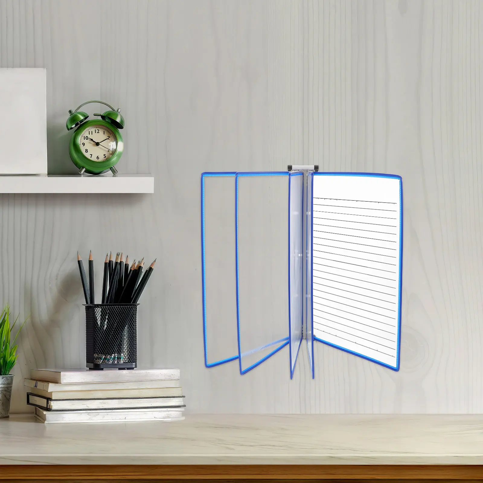 5패널 벽걸이 파일 디스플레이 랙 양면 10포켓 안전 방진 문서 홀더 사무실 교실 가정 학습용