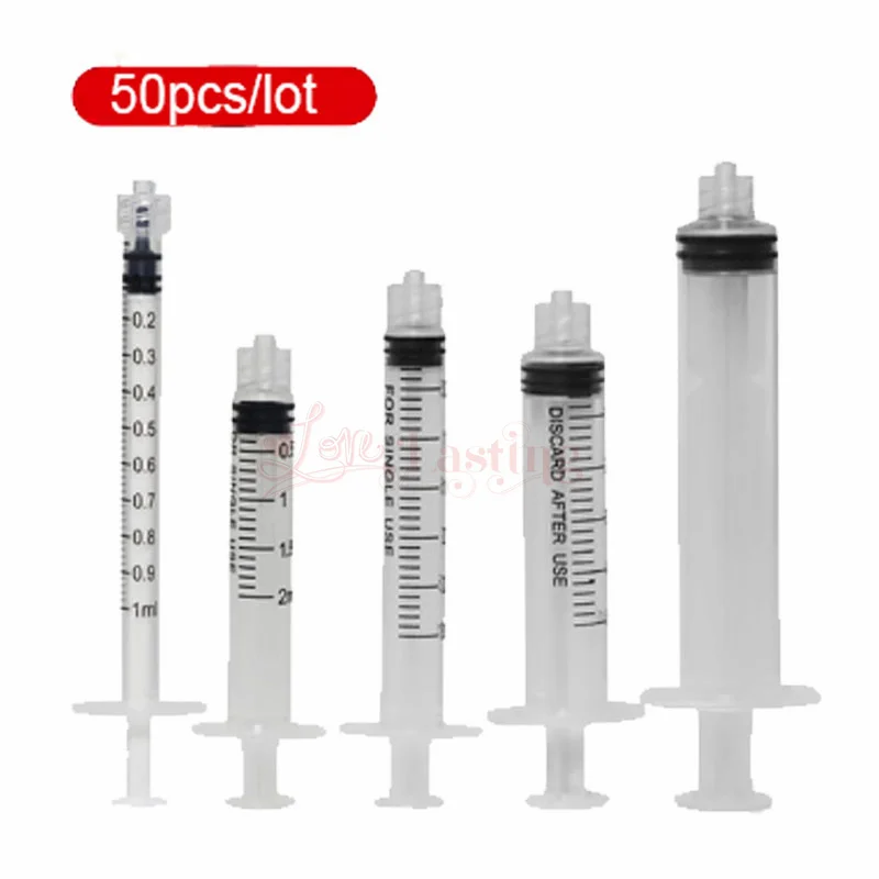 50pcs 1ml/3ml/5ml Plastic Disposable Injector Syringe For Refilling ...