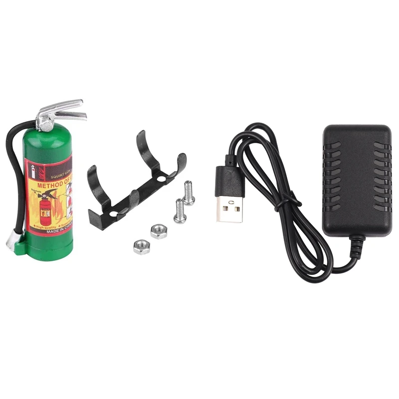 

7.4V 2000Mah 5Cm XH-3P Quick USB Charger & RC Decoration Metal Mini Fire Extinguisher For Axial SCX10 90046 Traxxas TRX4