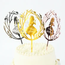 1Pc Beautiful Girl Acrylic Cake Topper Butterfly Happy Birthday Cake Flags Wedding Birthday Party Cake Decoration Baby Shower