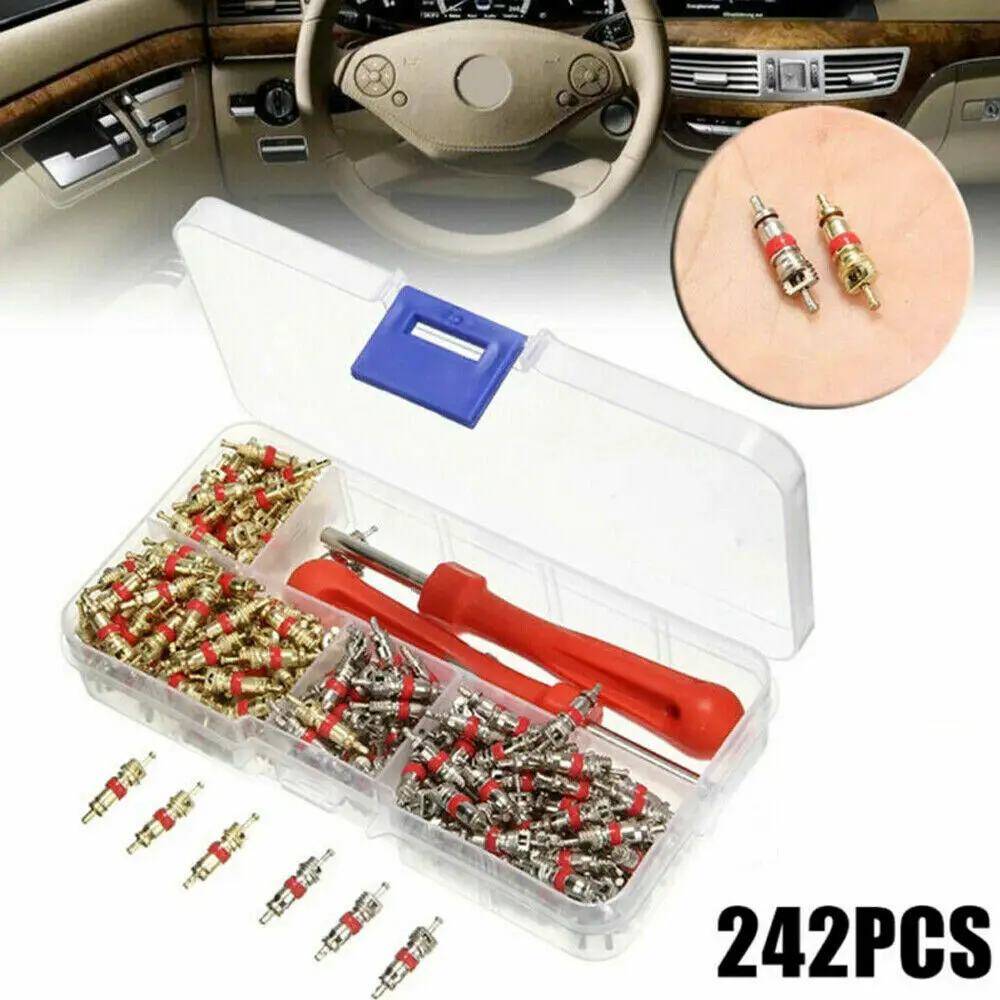 

242Pcs/Set R134a Car A/C Air Conditioning Valve Cores Auto Car Air Con Tool Kit Set