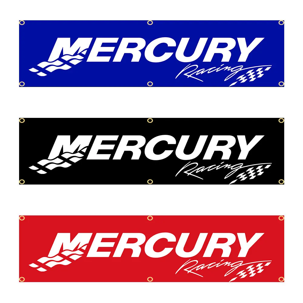 60X240Cm Mercurys Racing Car Flag Banner Arazzo Bandiera Stampata In Poliestere Garage O All'Aperto Per La Decorazione