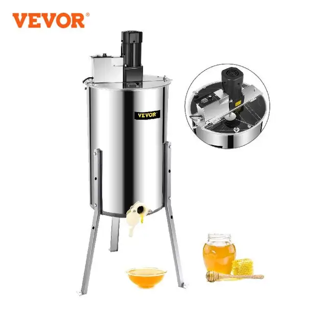 Vevor Mézkontraktor 3 Keret Elektromos Rozsdamentes Acél Méhsejt Fonó Forgattyúkás Méz -Centrifuga Méhészeti Felszerelés