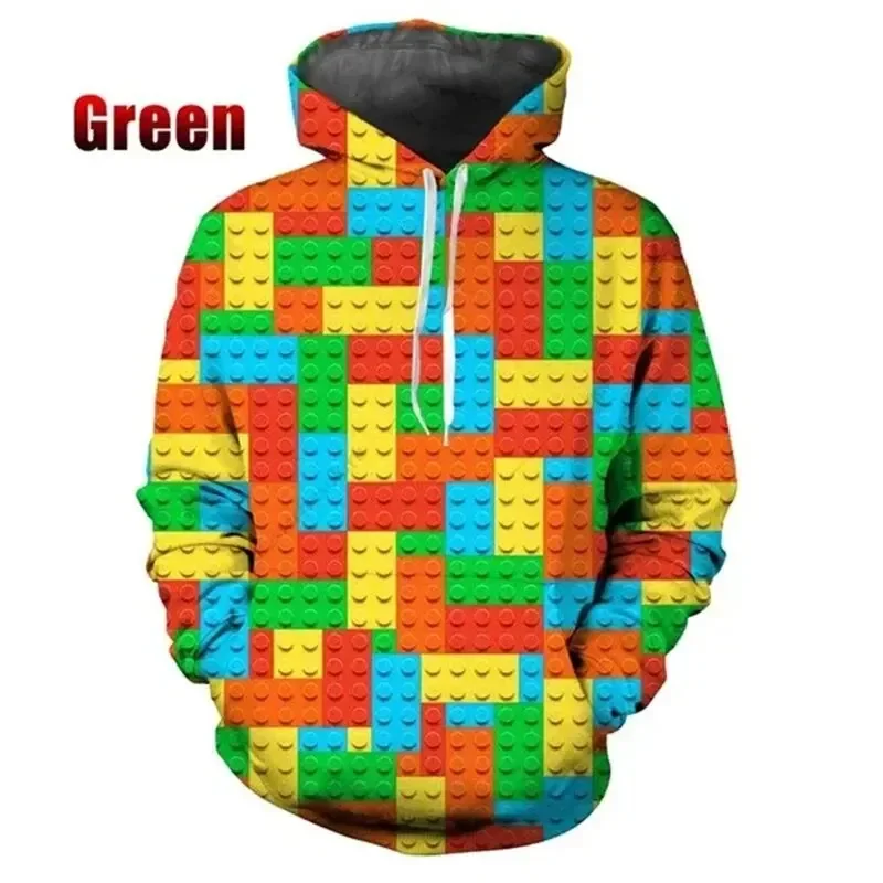 thumbnail image 1 of Sudadera con capucha de moda para hombre, con estampado 3D de bloques de rompecabezas, tendencia de otoño e invierno, sudadera de manga larga de gran tamaño para exteriores, 1 of 5