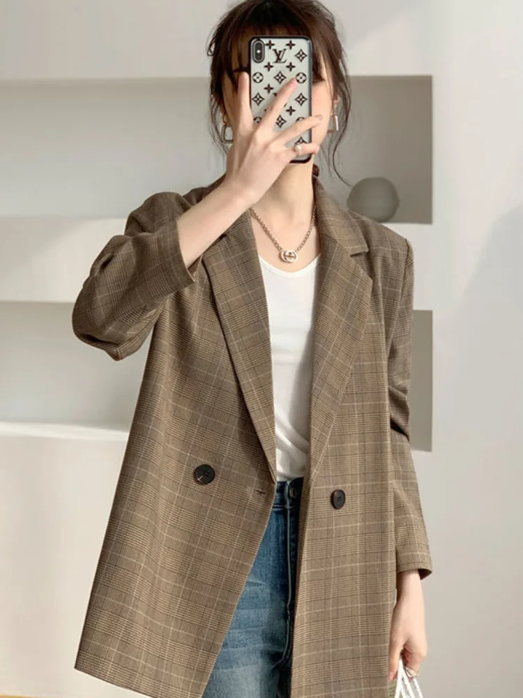 

Women Fashion Office Wear Blazers Outerwear Vintage All-match Single Button Business Vintage Long Sleeve Chic Tops Autumn