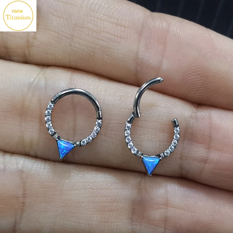 G23 Titanium Earrings Zircon Hinged Segment Clicker Septum Piercing Nose Ring Daith Helix Ear Cartilage Nose Piercing Jewelry
