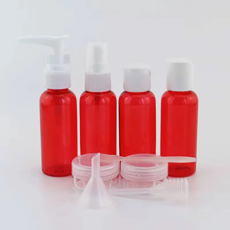 10pc/set Portable Travel Cosmetic Bottle Kit Personal Care Makeup Container Bottles By Plane Spray Lotion Cream Pump Container