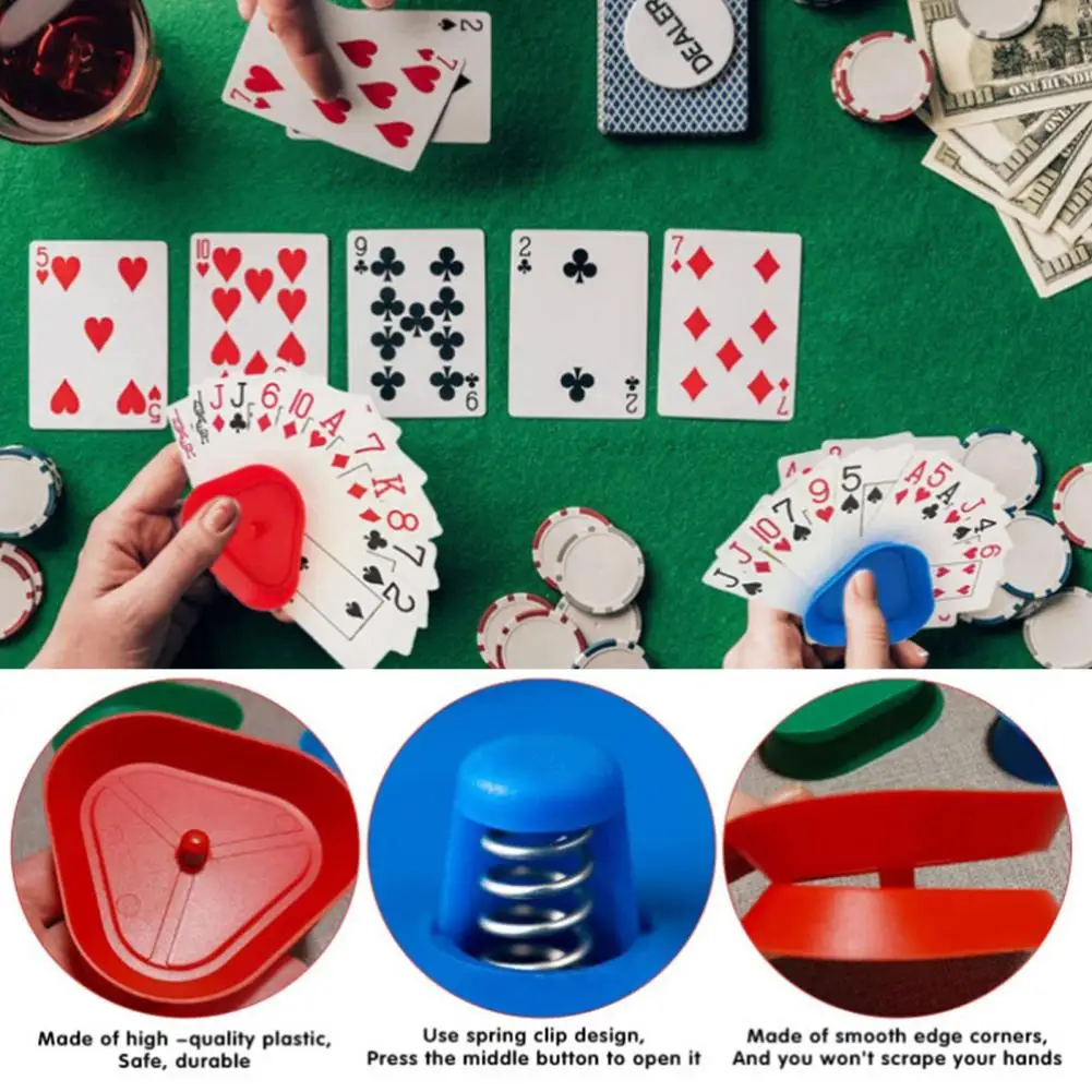 Card Holders 4pcs Card Game Holder Hands-Free Playing Card Holder Board Triangle Shaped Poker Rack Plastic for Seniors Children Adults
