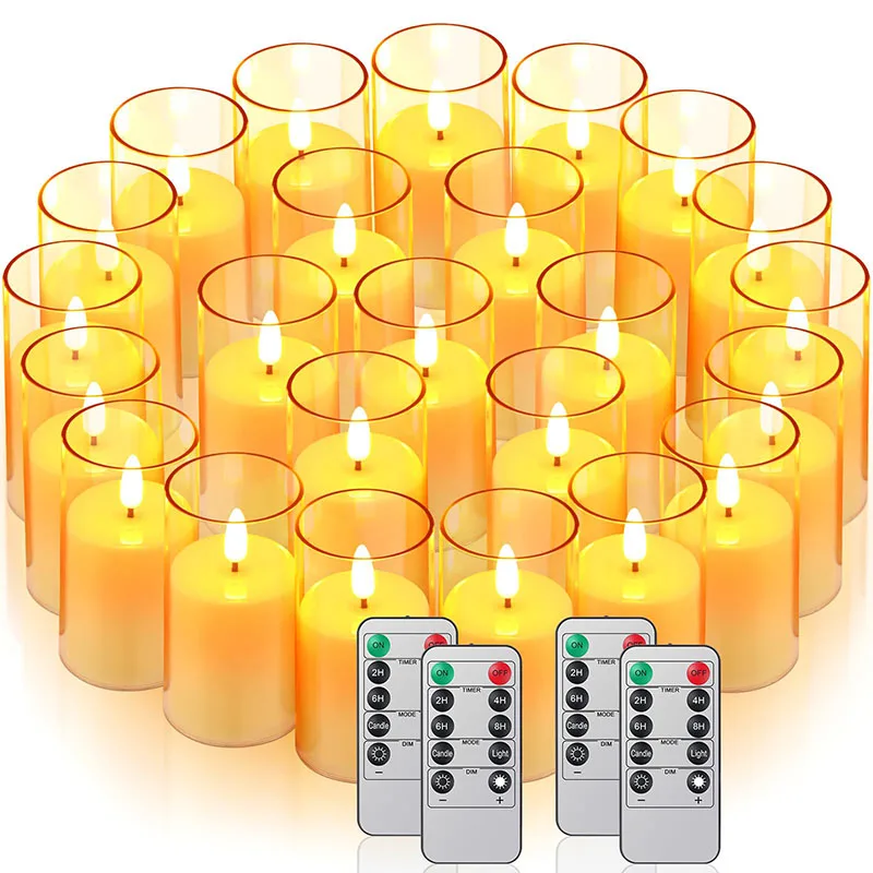 

3Pcs/Set Electronic Candles Battery Operated LED Candles Flickering Flameless Candles with Remote for Wedding Party Table Decor
