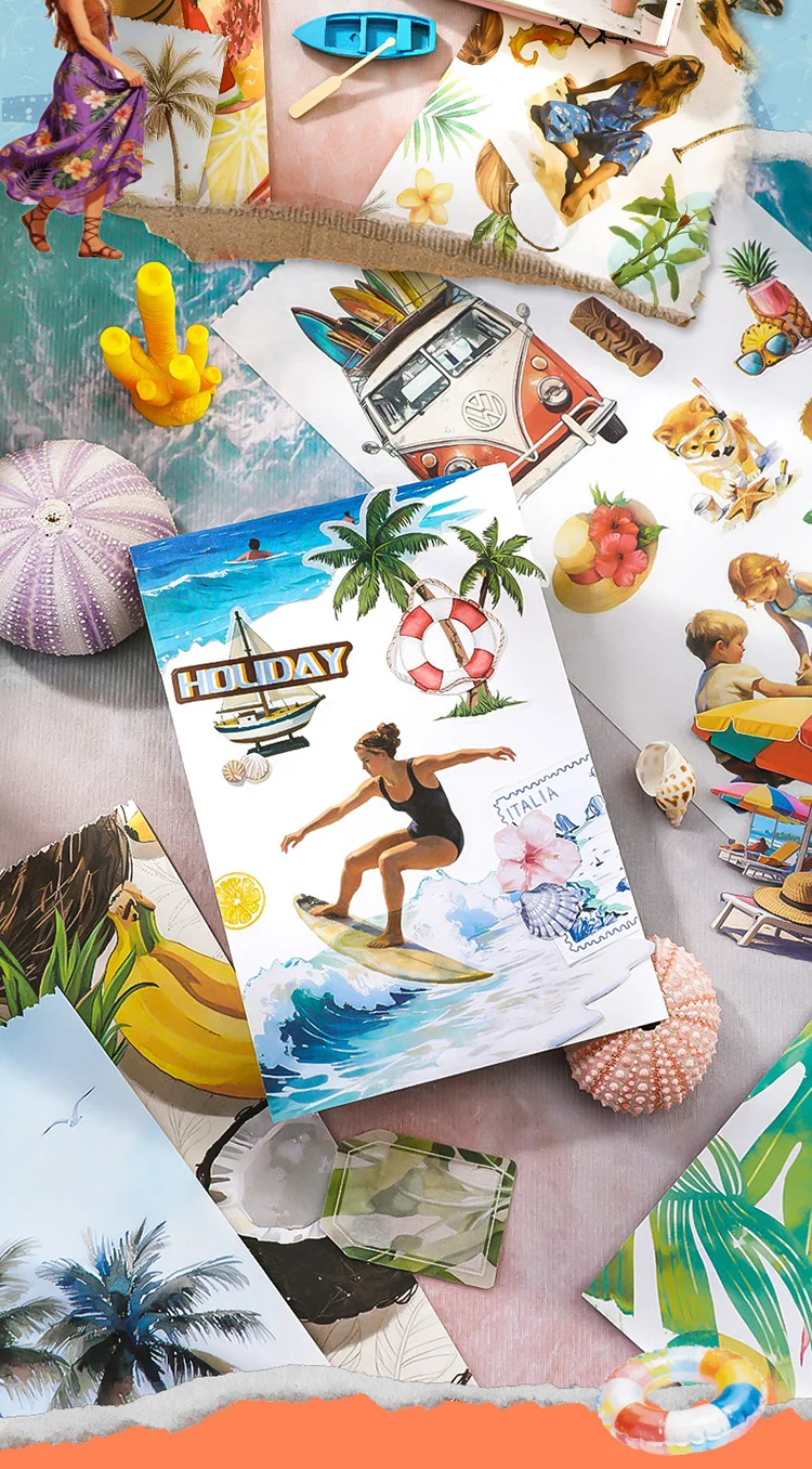 50 Stück große Aufkleber im amerikanischen Wilderness-Strand-Stil für DIY-Scrapbooks, ästhetische Schreibwaren. – Detail 7