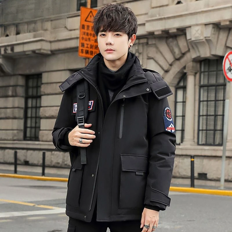 Winter New Men Fashion Hooded Down Jacket Male Thickened Warm Leisure Large Size Parkas Solid Color All-Matching Trend Outwear