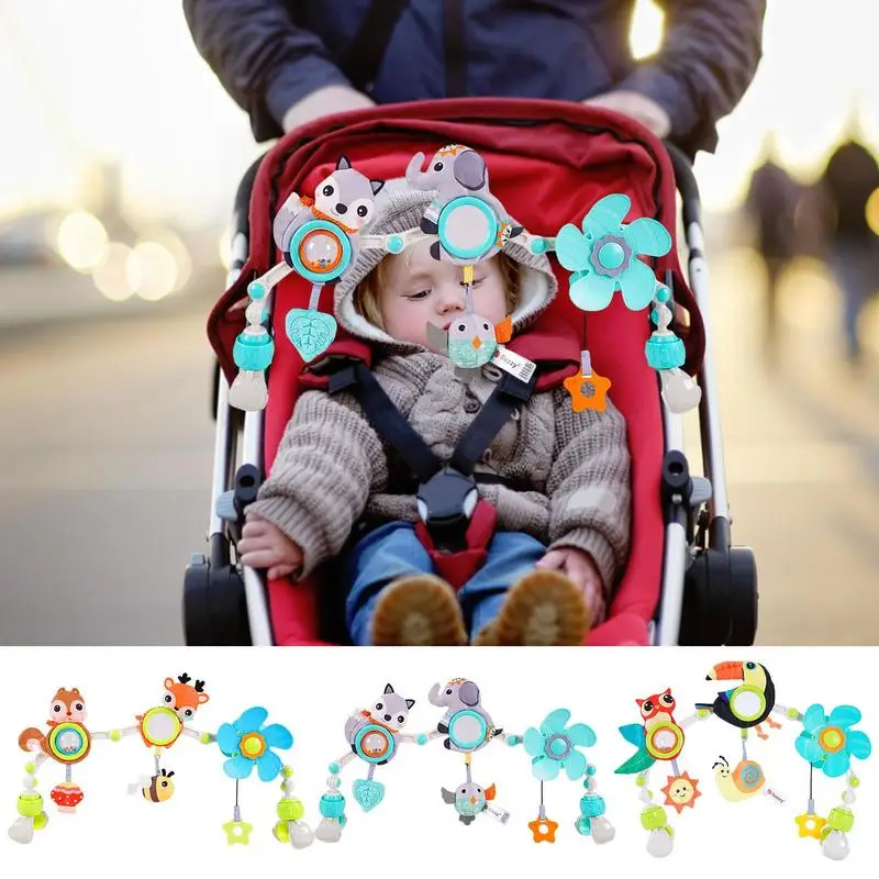 Stroller Arch Toy 360 Clip On Mobile For Bassinet Baby Hanging Car Seat Toys Adjustable Clip Mobile Hanging Bed Boys 0 12 Month