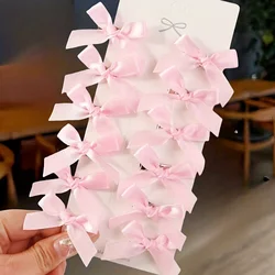 Vibrant Bow Hair Clip Collection - 12 - Piece Set with Secure Non - Slip Grip (Pink)
