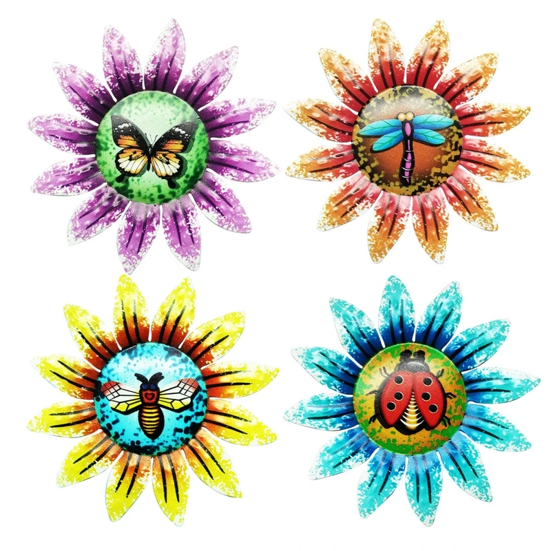 

Metal Iron Flower Wall Art Hanging for Indoor Outdoor Home Garden Patio Ornament