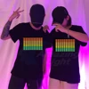 Hot Sale Sound Activated El T-qualizer Shirt Led T shirt El T-shirt  With 2pcs AA Battery Inverter Free Shipping 6