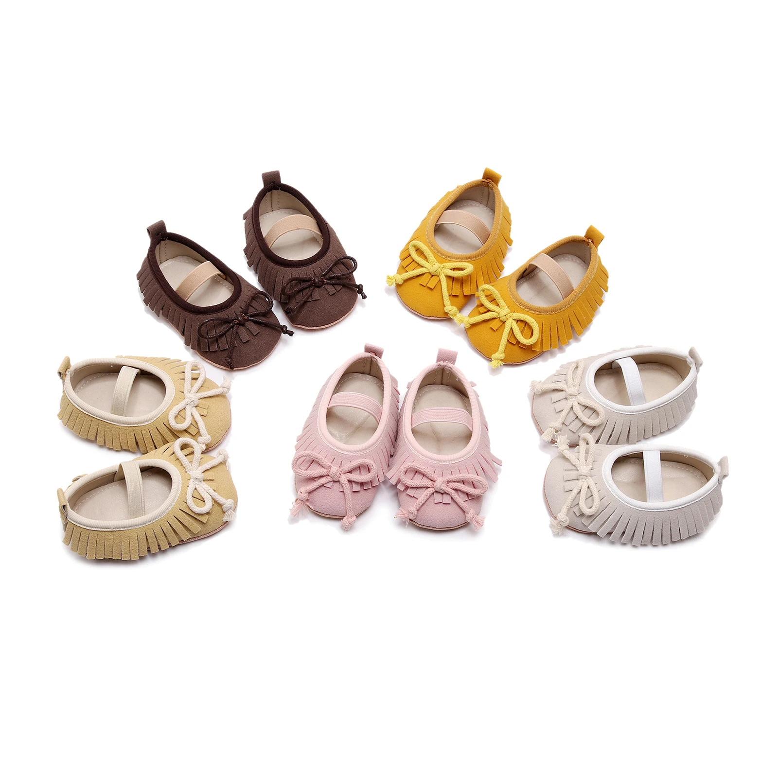0-18Months Baby Girl Soft Soles Flats Cute Bow Tassels Mary Jane Shoes for Newborn Toddlers Casual Walking Shoes