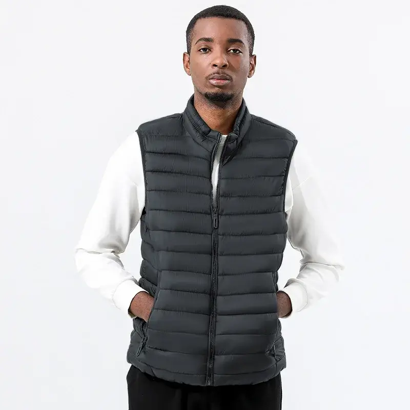 Autumn Winter Men's Vest Stand Collar Plus Size Casual Sleeveless Warm Waistcoat Jacket Wholesale Cotton Padded Outerwear - Image 5