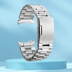 Premium 316L Stainless Steel Curved End Watch Strap with Folding Buckle and Tool - 22mm (Silver)