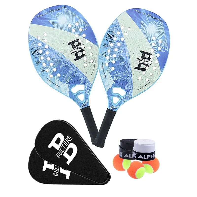 2022 New Racket Beach Tennis 100 Carbon 22mm Soft Eva Face Paddle