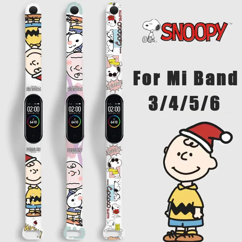Cinturino Snoopy Charlie Brown Per Xiaomi Mi Band 6 5 4 3 Cinturino Cinturino In Silicone Sostituzione Smart Watch Accessorio Braccialetto Sportivo