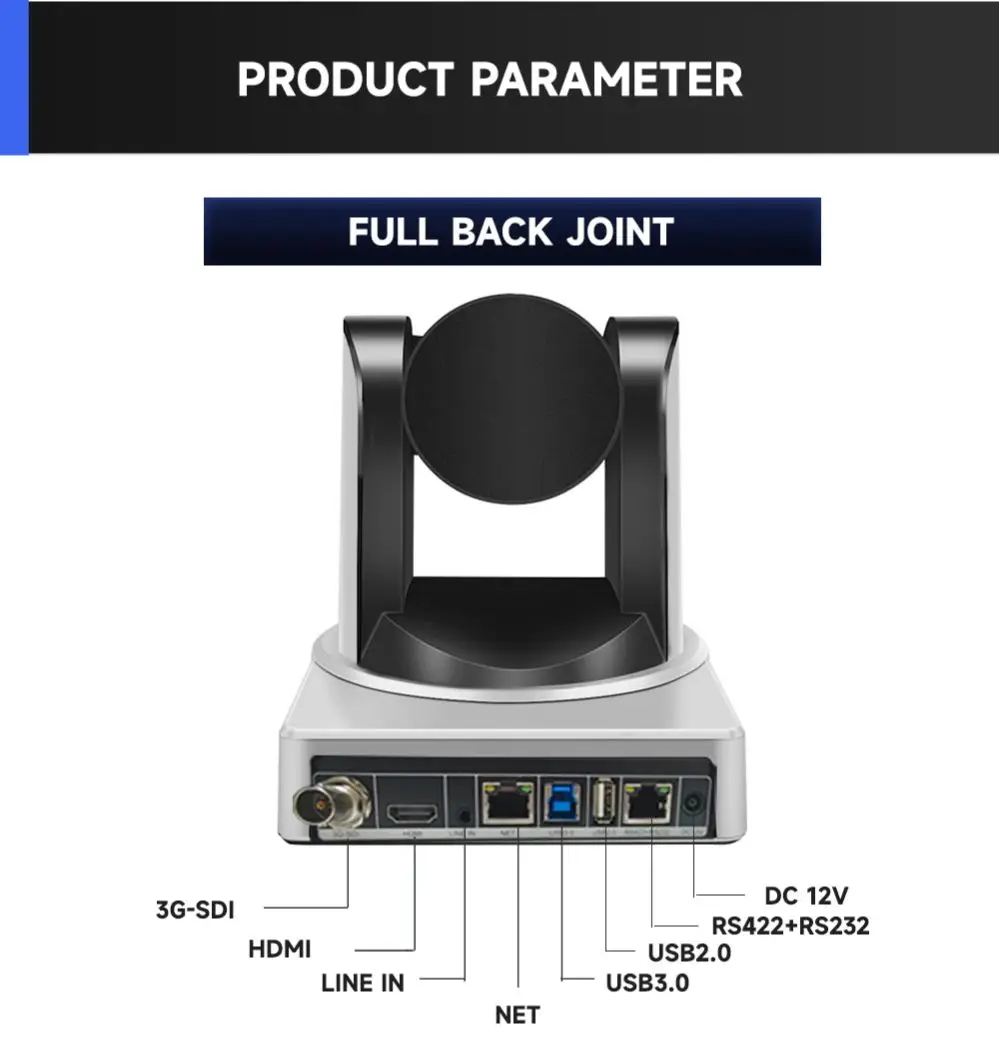 1080P NDI Camera 20X zoom PTZ Camera with Simultaneous HDMI/SDI/IP Streaming for Church Video Production School Events Worship