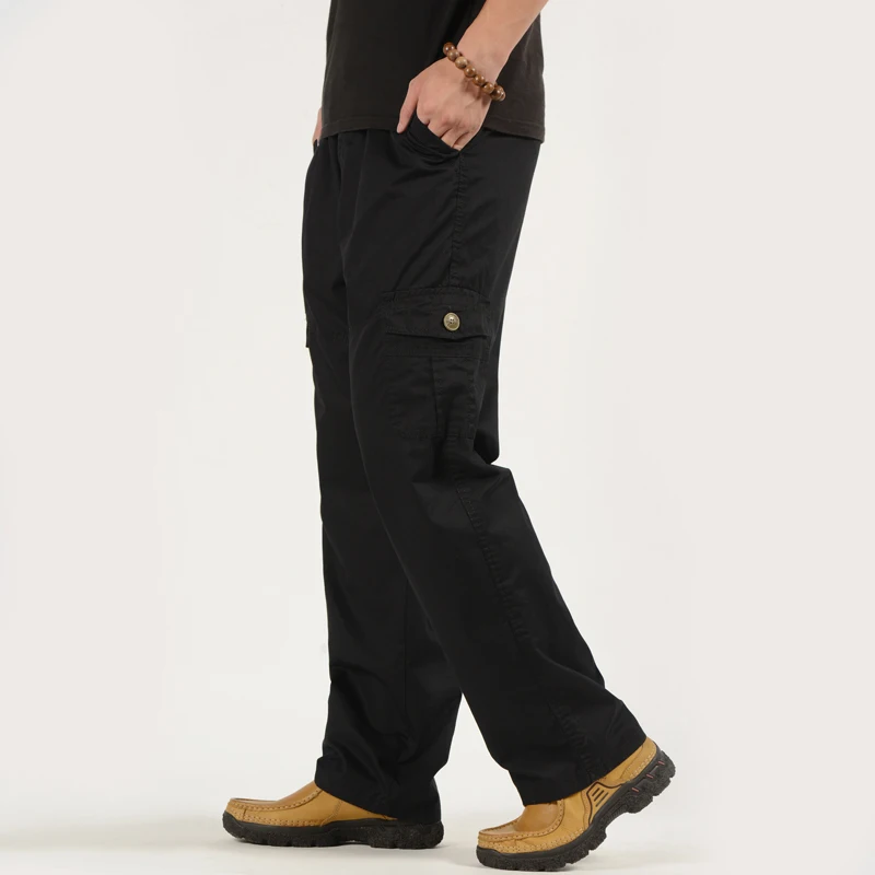 2024 Men's Workwear Pants Spring Casual Solid Color Tactical Multi Pocket Gargo Pants Outdoor Mountaineering and Fishing Pants