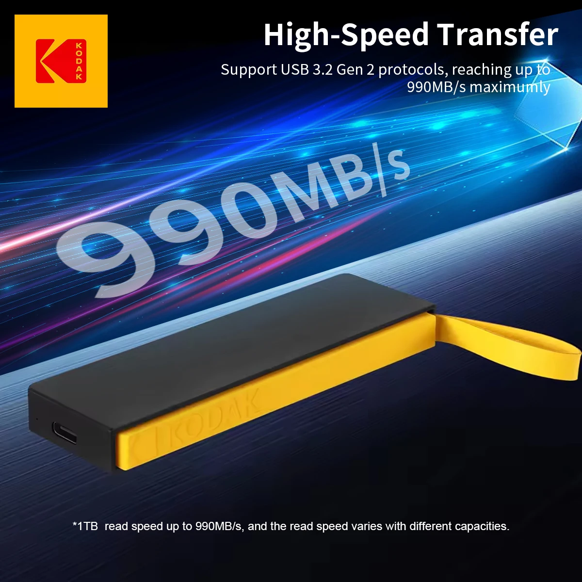 코닥 X206 휴대용 SSD 512GB/256GB, 다양한 기기 간 데이터 전송에 적합