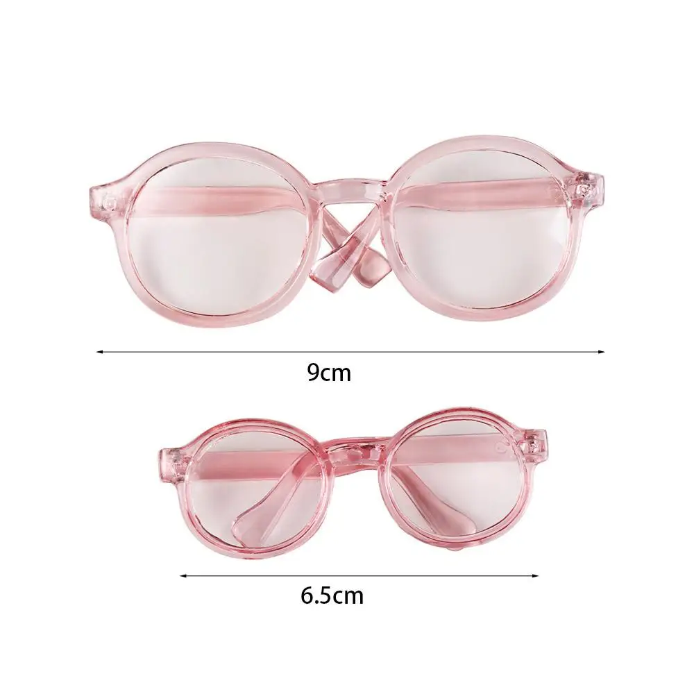 Doll Accessory Transparent Plastic Glasses Transparent Candy Color Round Transparent Glasses 6.5CM 9CM Miniature