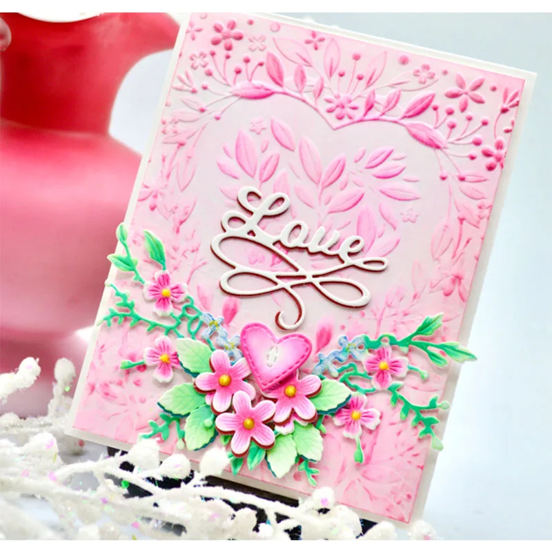 3d Relief Folders Heart-shaped Flower Bouquets Chrysanthemum Fields Grace Leaves Butterflies plastic embossing folder embossing folder