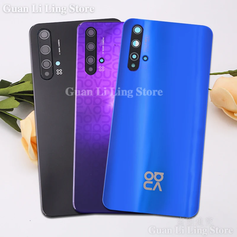 

10PCS For Huawei Nova 5T Battery Back Cover Nova 5T Rear Door Glass Panel Housing Case Add Camera Glass Lens Adhesive Replace