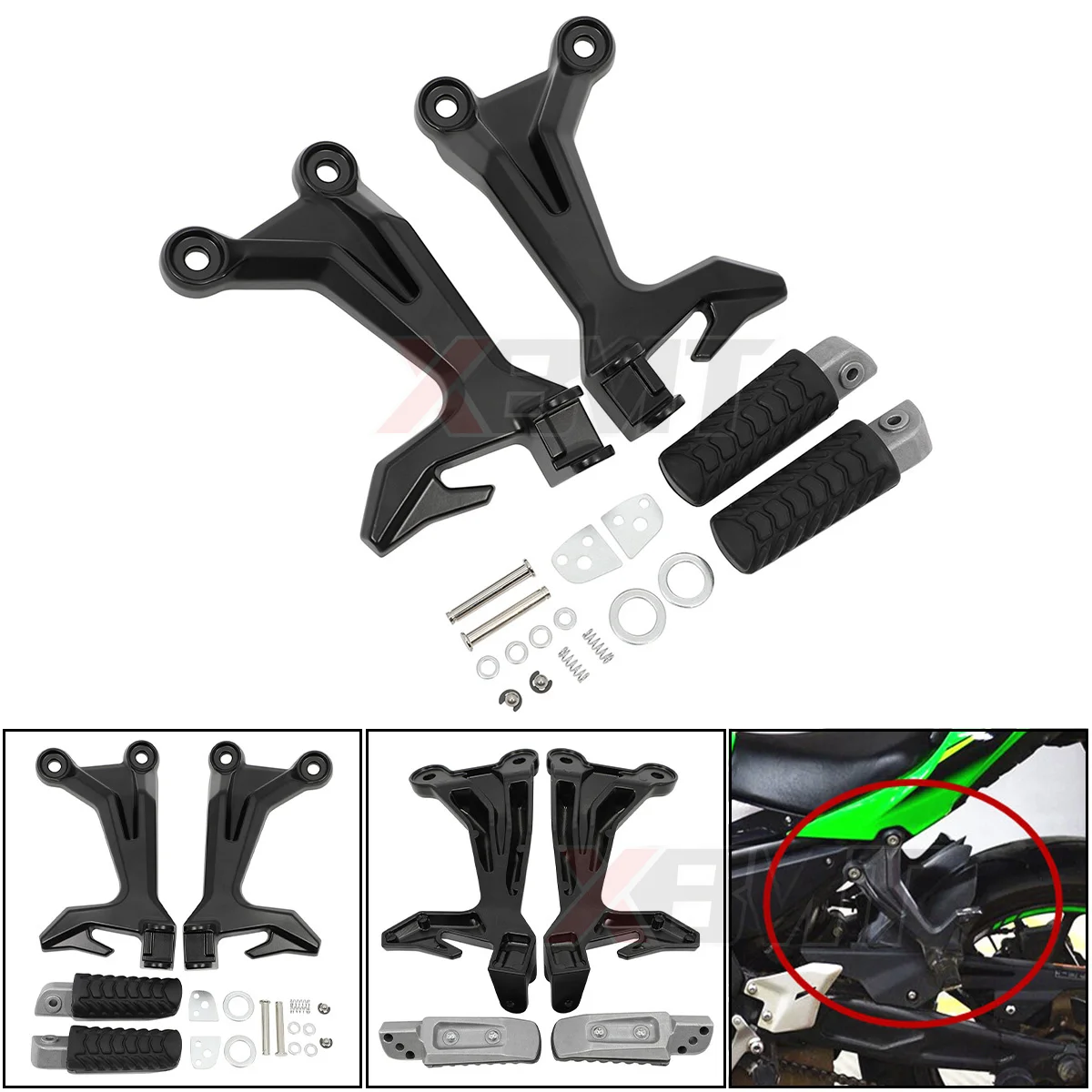 

Motorcycle Rear Passenger Foot Pegs Brackets Set For Kawasaki Z650 Ninja 650 2017-2023 2018 2019 2020 2021 2022