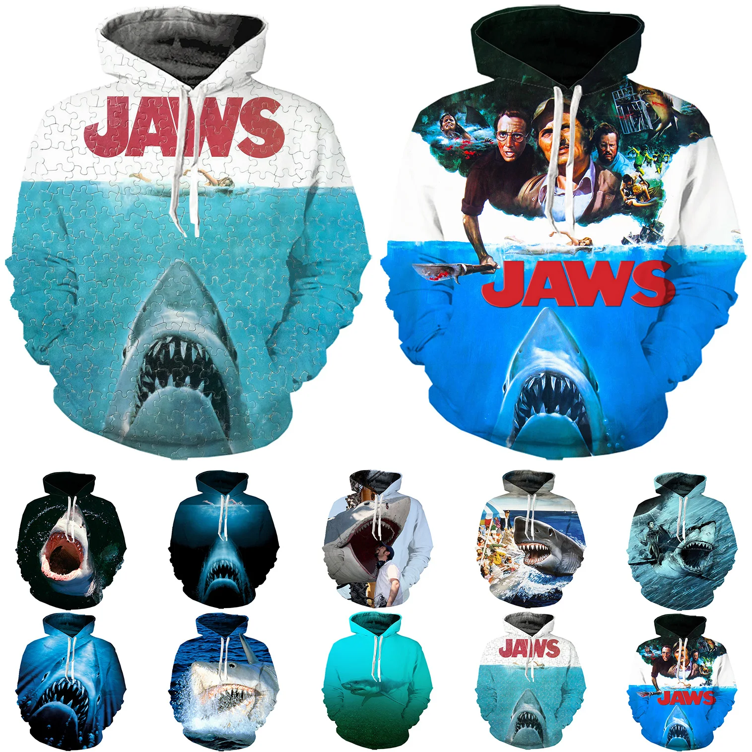 

2023 Fashion 3D Printing Horror Movie Jaws Hoodies Hipster Comics Funny Shark Men Women Boys Girsl Kids Child Sweater Sweatshirt